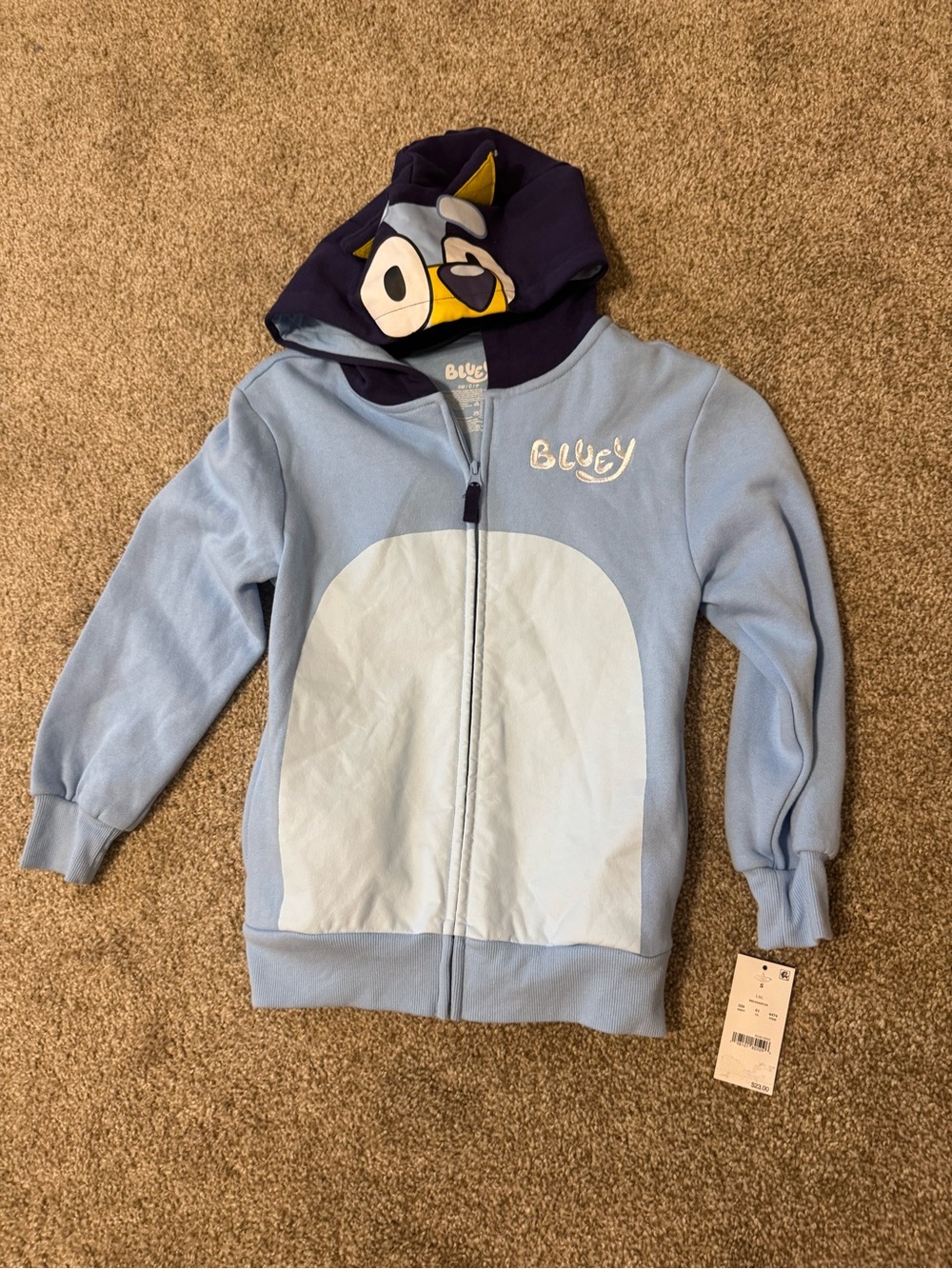 Kids Blue Character Zip-Up Hoodie with Hood Ears - Picture 4 of 6
